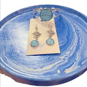 Handmade earrings and bracelet.